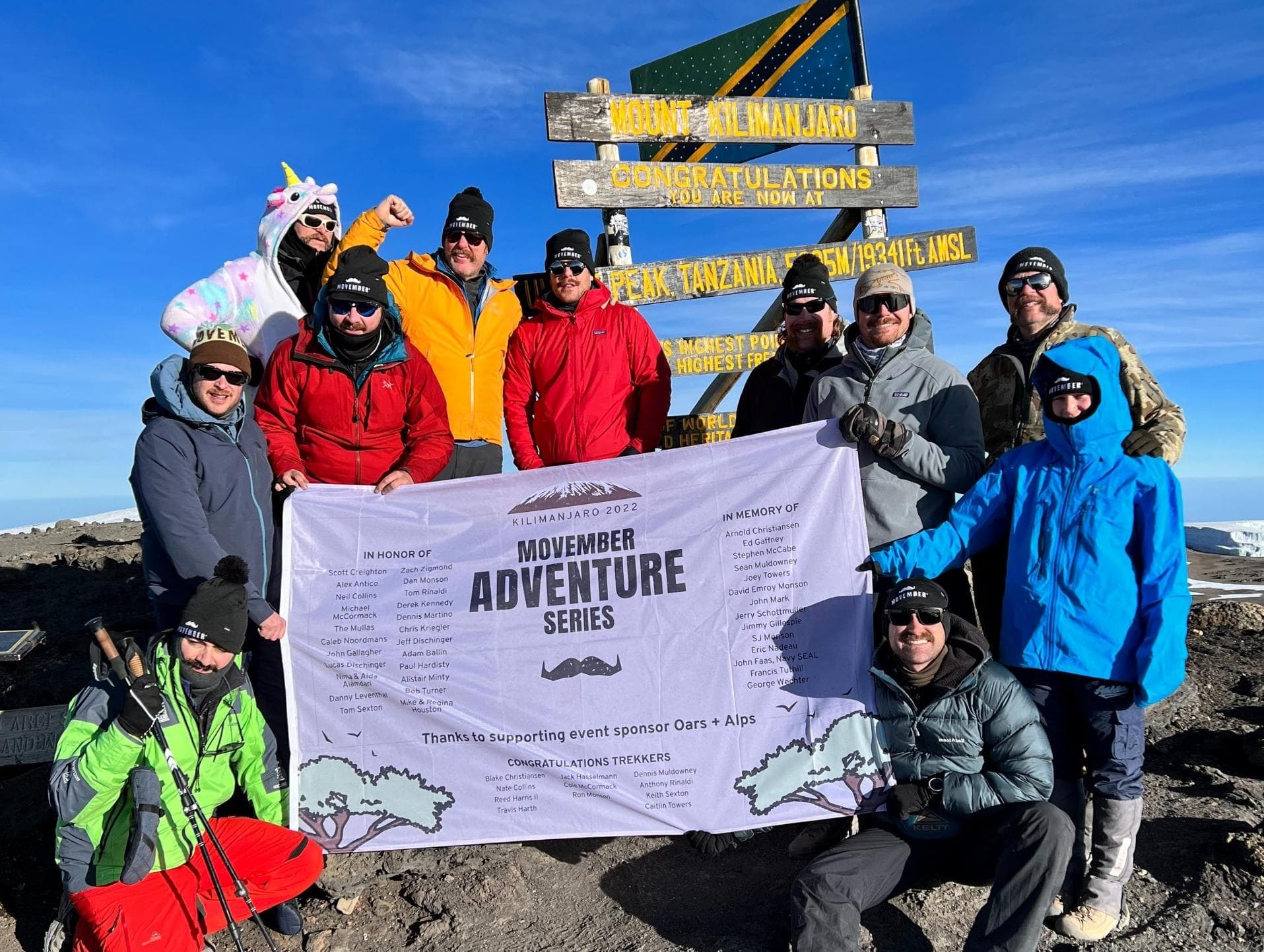 Movember Adventure Series Team at Mt. Kilimanjaro Summit